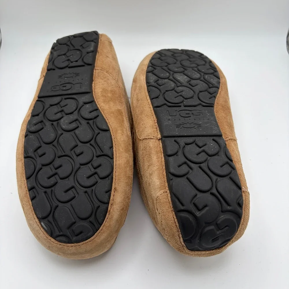 UGG Ascot Moccasin Slippers Mens 11 Chestnut Suede Wool Lined Loafers 5775